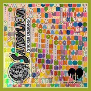 SANDYLION Vintage Iridescent Spell It and Number Fun Stickers